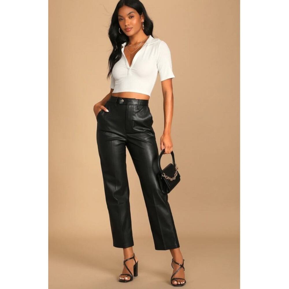 Levi's Math Club Slacks Womens 27 Black Vegan Leather Cropped Bootcut High Rise